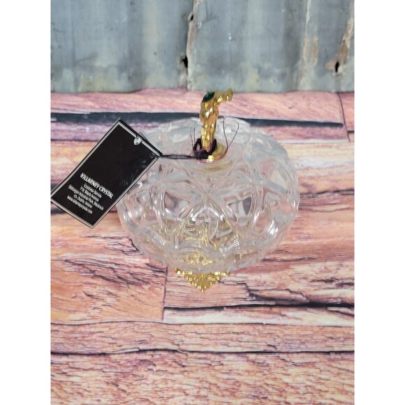 Killarney Crystal Trinket Box 22k Gold Finishing Shamrock~ Green Stones~ Ireland - Picture 3 of 6